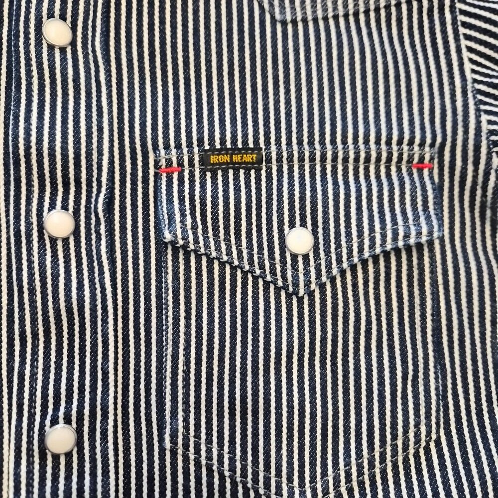 Iron Heart Mens Hickory Stripe Western Shirt Size XS IHSH-421 12 OZ JU - Picture 4 of 12